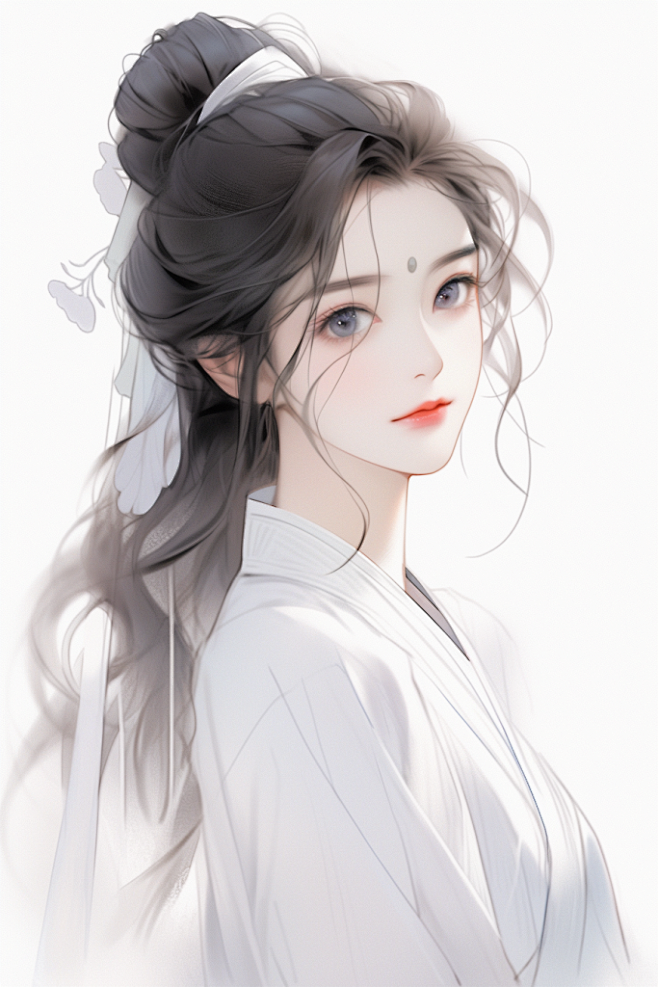 水墨古装少女古风女生插画