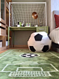 Football-themed bedroom interior