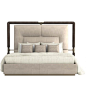 Grace Rugiano Bed Grace designed by Rugiano is a beautiful bed with structure upholstered in fabric or leather. Also available in 3 different sizes. Bronze details. Slat, mattress, set cushions and sheets are not included in the price.