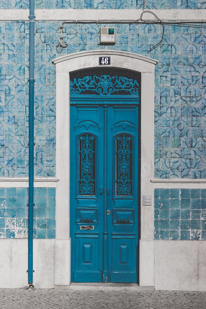 blue wooden door clo...