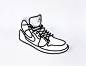Intangible object - Air Jordan : Single line drawing perspectival anamorphosis of a Nike Air Jordan on its real life model, creating the illusion of wearing a piece of figurative art instead of a shoe.