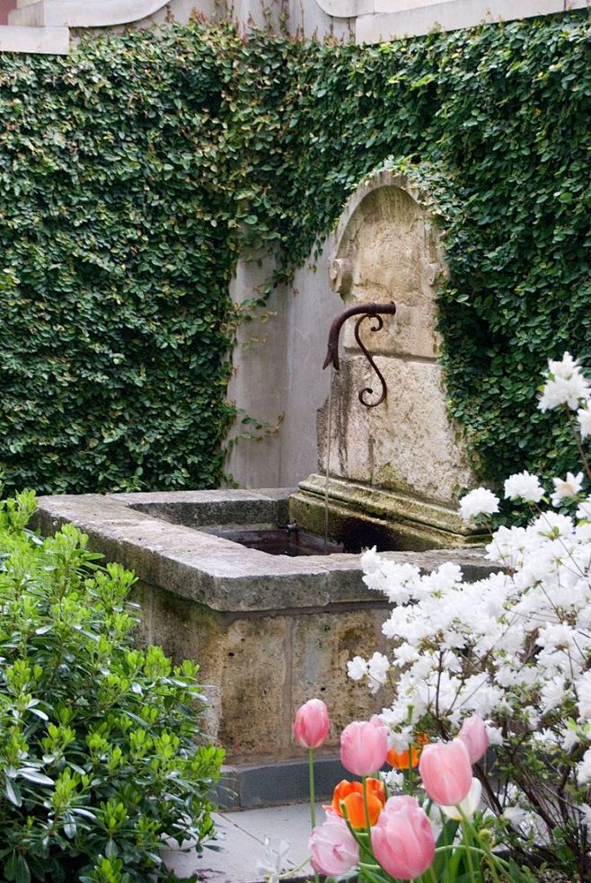 Stone fountain with ...