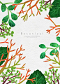 春天清新绿色热带植物树叶仙人掌棕榈图案背景海报PSD设计素材-淘宝网