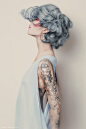 Tattoos / Katja Wassermeyer blue grey hair