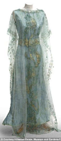 1908 Callot Soeurs dress by Kay Berry 1900s turn of the century blue silk sheer embroidered pale aqua gold grecian