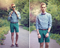 Rockartel Embroidered Casual Shirt, River Island Green Chino Shorts, H&M Bow Tie, H&M Green Mirror Sunglasses - I Need a Dollar - Nicolas Hruts