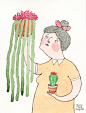 Lady with Plants // Cactus // Small print