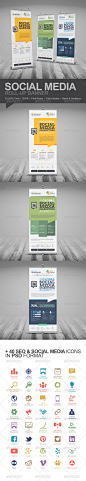 Social Media Marketing Roll-Up Banner - Signage Print Templates