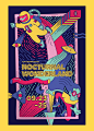 Nocturnal Wonderland : This is a brand identity for the music festival, Nocturnal Wonderland, using: colors, textures, patterns and more, to maintain a cohesive brand.