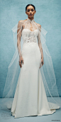 anne barge spring 2020 bridal strapless sweetheart lace bodice mermaid sheath wedding dress (1) sheer cape romantic modern chapel train mv