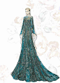 Elie Saab 2015 秋冬高级订制系列的手绘线稿