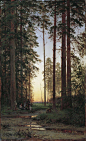 俄罗斯伊凡·伊凡诺维奇·希施金(Ivan I. Shishkin)树林油画作品一
