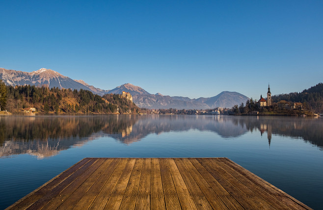 A wooden dock, pier,...