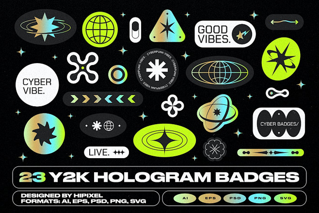 Y2K Hologram Badge S...