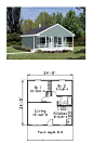 Narrow Lot House Plan 85939 | Total Living Area: 576 sq. ft., 2 bedrooms and 1 bathroom. #narrowlothome