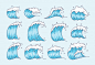 中国风波纹日式波浪图案矢量图