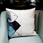 抱枕靠垫样板房 现代简约卡通小鱼抱枕蓝色棉麻含芯包邮客厅沙发