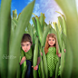 Angela Waye在 500px 上的照片Children Hiding in Healthy Green Bean Grass