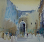 After Prayers, Morocco by Michael Chaplin RWS  Travels & Turino  Copyright remains with the artist.  #michaelchaplin: 