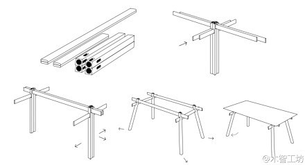 【榫卯插接桌】今年看到的设计最为巧妙的组...