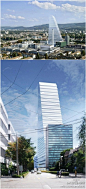 筑龙网建筑师圈：罗氏集团1号办公楼，Herzog & de Meuron事务所设计。这个高178米的锥形塔楼将由叠加的楼层定义，它随着高度增加而慢慢变窄。它简单的形式和主要的白色策略将定义城市新天际线，并成为巴塞尔少数几个高层项目。http://t.cn/zOdiphd