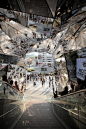 Mirrored entrance to 'Tokyu Plaza Omotesando Harajuku' shopping complex in Tokyo, Japan. Designed by Hiroshi Nakamura.