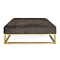 Jonathan Adler Caine Ottoman : New Traditionalism.Traditional English meets Modern Minimalism in our Caine Collection. The polished brass base, mitered seams and tufted upholstery give our Caine Ottoman a regal vibe. Available in luxe Maze Charcoal Cut Ve