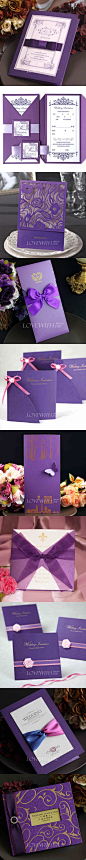 #婚品#10款紫色的请柬，紫色是浪漫的，是有激情的颜色，相信这几款请柬亲们会很喜欢哦！ 更多: http://www.lovewith.me/share/detail/all/30412