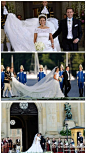 #礼服婚纱设计欣赏# #礼服婚纱设计欣赏#瑞典斯德哥尔摩，瑞典公主马德莱娜与金融人士克里斯托弗·奥尼尔在王室教堂内举行婚礼。白色一字领蕾丝婚纱 http://t.cn/zYqL6T1 ，典雅；超长拖尾，奢华；这样的婚纱，你喜欢么？