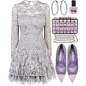 A fashion look from December 2014 featuring jeweled dress, manolo blahnik pumps and chain strap purse. Browse and shop related looks.