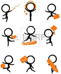 nine stick figure holding different items for websites and others