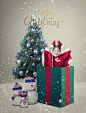 惊喜礼物 可爱女孩 人造雪花 圣诞海报设计PSD ti289a13906