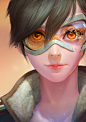 Overwatch Fan art -tracer, JOO YANN ANG : >_<
sry for making her glasses look broken ,