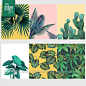 12张北欧小清新绿色植物装饰画封面海报psd分层源文件设计素材-淘宝网