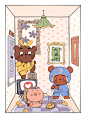 《三只小熊》by胖墩
#儿童插画  #板绘  #熊 #室内