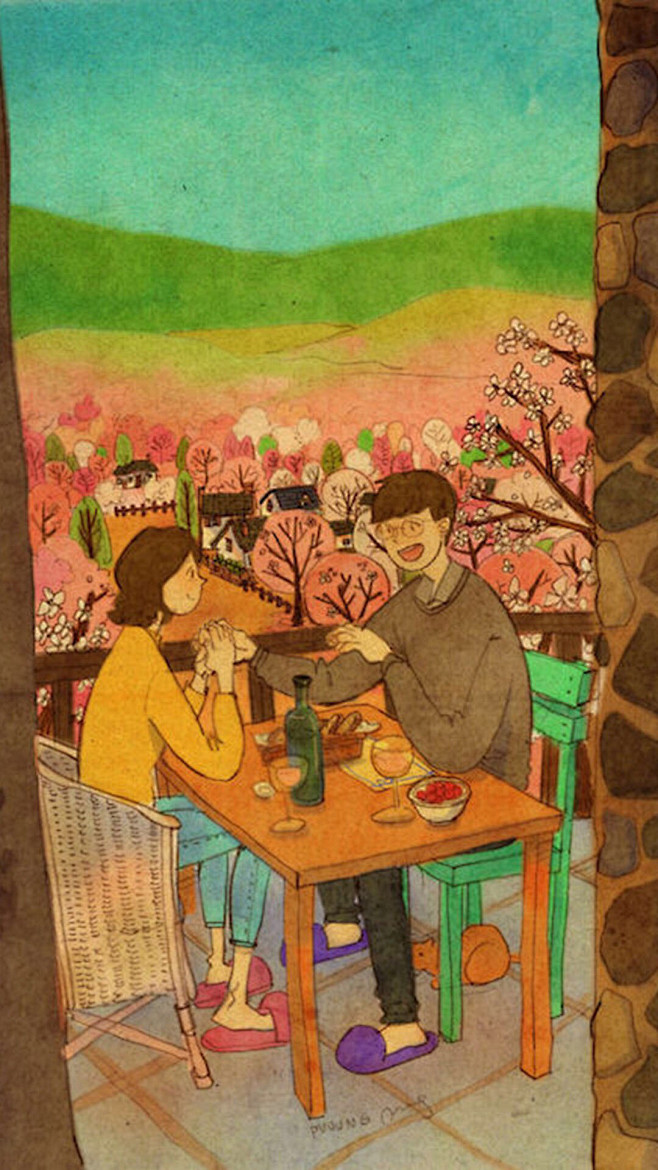 韩国插画师puuung的暖心爱情故事