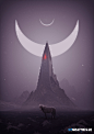 Landscape artwork dream dark Sun moon animal horror Scifi fantasy