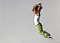 人,休闲装,影棚拍摄,棕色头发,白人_91338580_Girl jumping._创意图片_Getty Images China
