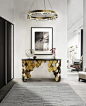Living room decorating ideas: modern console tables to have | KOI brass foyer console table by <a href="/brabbu/" title="BRABBU | DESIGN FORCES">@BRABBU | DESIGN FORCES</a>  | See more at <a href="http://homeinspira