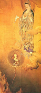 Hibbo Kannon by Kano Hogai, color on silk. 19th Century.  Avalokitesvara as a merciful mother. http://zatma.org/Dharma/zbohy/Literature/AssaultSummit/create.html