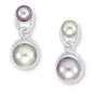 Lot 1876 -  A PAIR OF NATURAL PEARL AND DIAMOND EAR PENDANTS, BY DAVID MORRIS