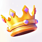 Crown 3d icon,cartoon, clay material, smooth and shiny!Nintendo,isometric, yellow and silver, spot light, whitebackground,Best Detail, HD，3D rendering, high resolution