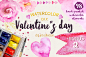 Watercolor Valentine's day MEGA Pack : This amazing collection of hand painted watercolor Valentine's day clip art included pink and red hearts, gems, ribbons, textures, spot, flower and other design elements. I painted these illustrations myself. With th