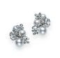 Mikimoto Floral Bouquet earrings in 18ct white gold, with 5-6.75mm Akoya cultured pearls, 0.17ct of diamonds and clip-post fittings (£3,700).