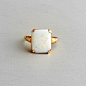 Art Deco Opal Ring. Rectangular Stone. 10K Gold.