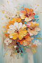 手绘欧式点彩抽象花卉油画肌理装饰画