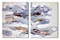 Set Of 2 Large Contemporary Painting, Abstract Canvas Art, Original Artwork by Biao, Blue, gray, brown, violet. - Celine Ziang Art : To see details of the painting, please click ZOOM to enlarge the images.  Reviews: www.etsy.com/shop/CelineZiangArt/review