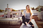 People 2048x1365 women blonde pants skinny sneakers sitting portrait