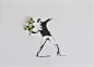 Throw flowers banksy, leaf art by Tang Chiew Ling