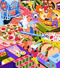 Advertising  characters design editorial Food  lifestyle magazine Mural puzzle